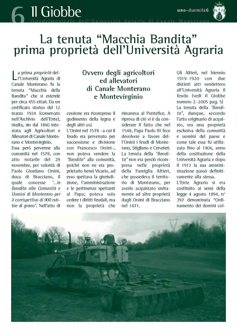 UNIVERSITÀ AGRARIA CANALE MONTERANO